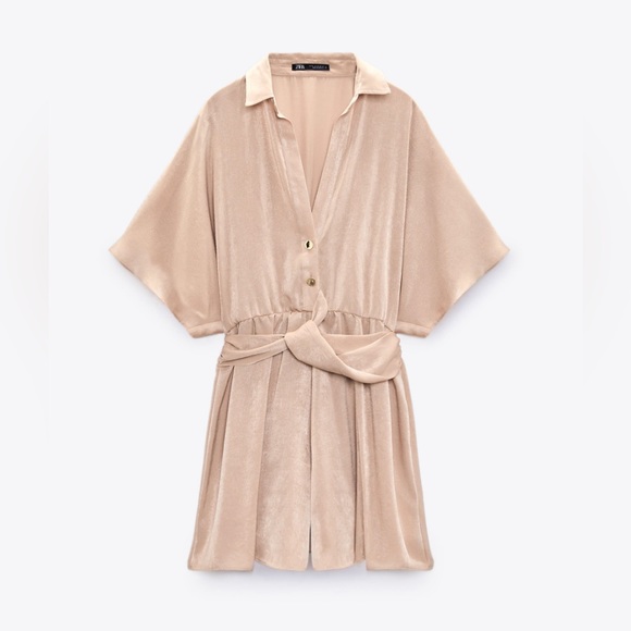 🌻HP🌻Zara Women’s X-Small Satin Effect Knot Jumpsuit - Picture 6 of 8